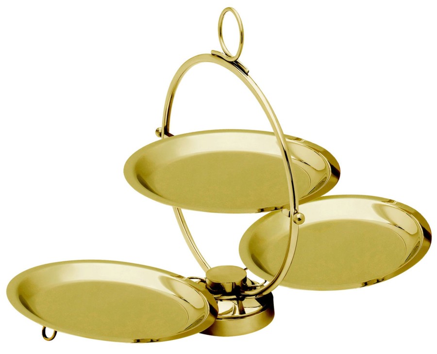 Kitchen Godinger | Round Gold Foldable Tiered Serving Stand