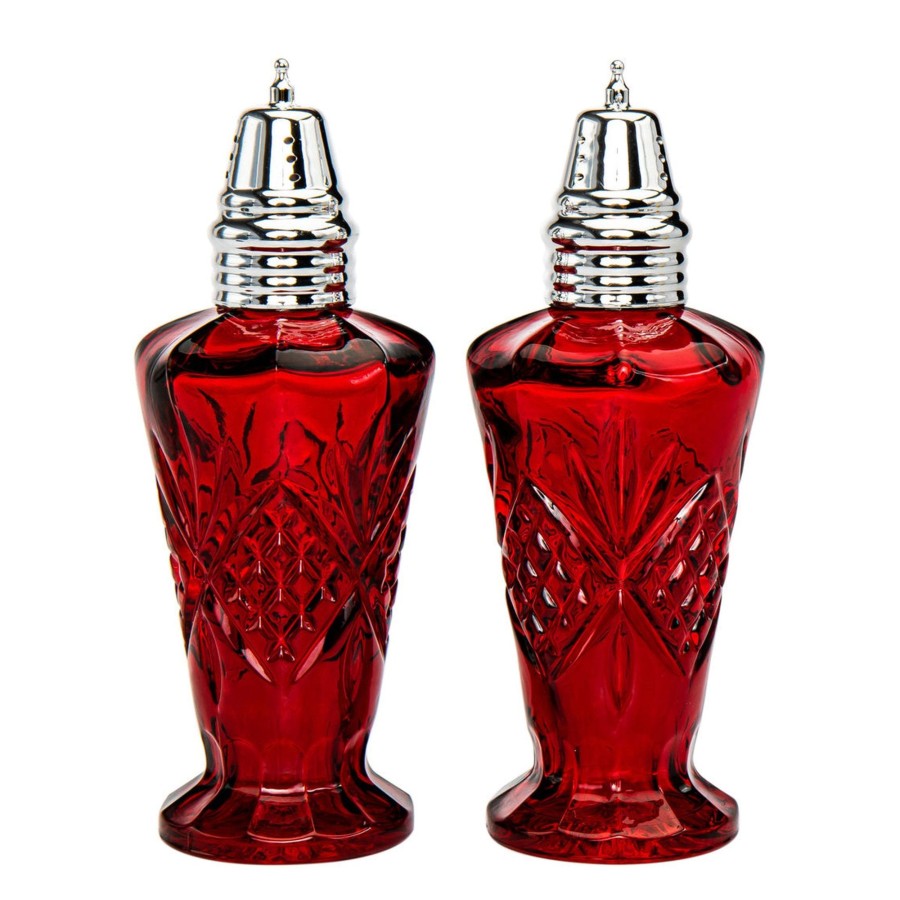 Kitchen Godinger | Dublin Crystal Red Salt & Pepper Shaker Set