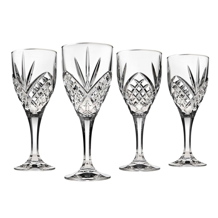 Glassware & Barware Godinger | Dublin Crystal Platinum Rim Goblet, Set Of 4