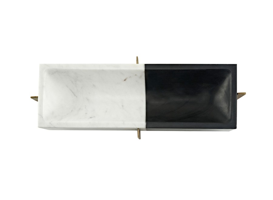 Decor Godinger | Crum Rectangle Marble & Brass Decorative Tray