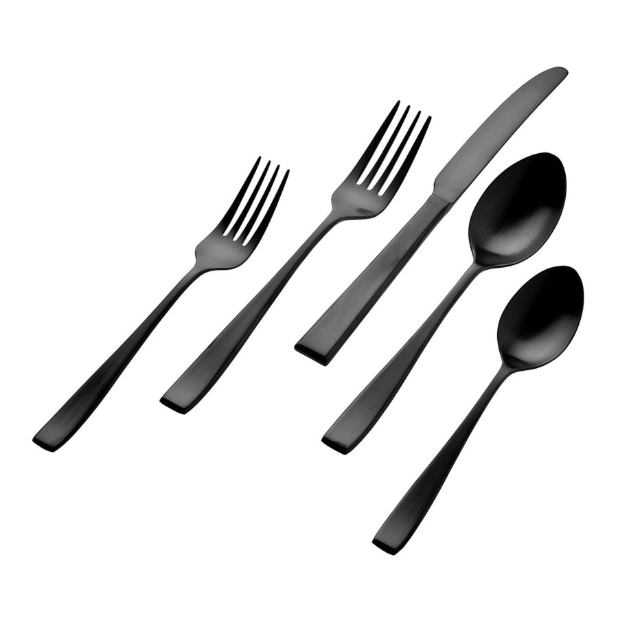 Flatware & Serveware Godinger | Flagstaff Matte Black 18/0 Stainless Steel 20 Piece Flatware Set, Serv