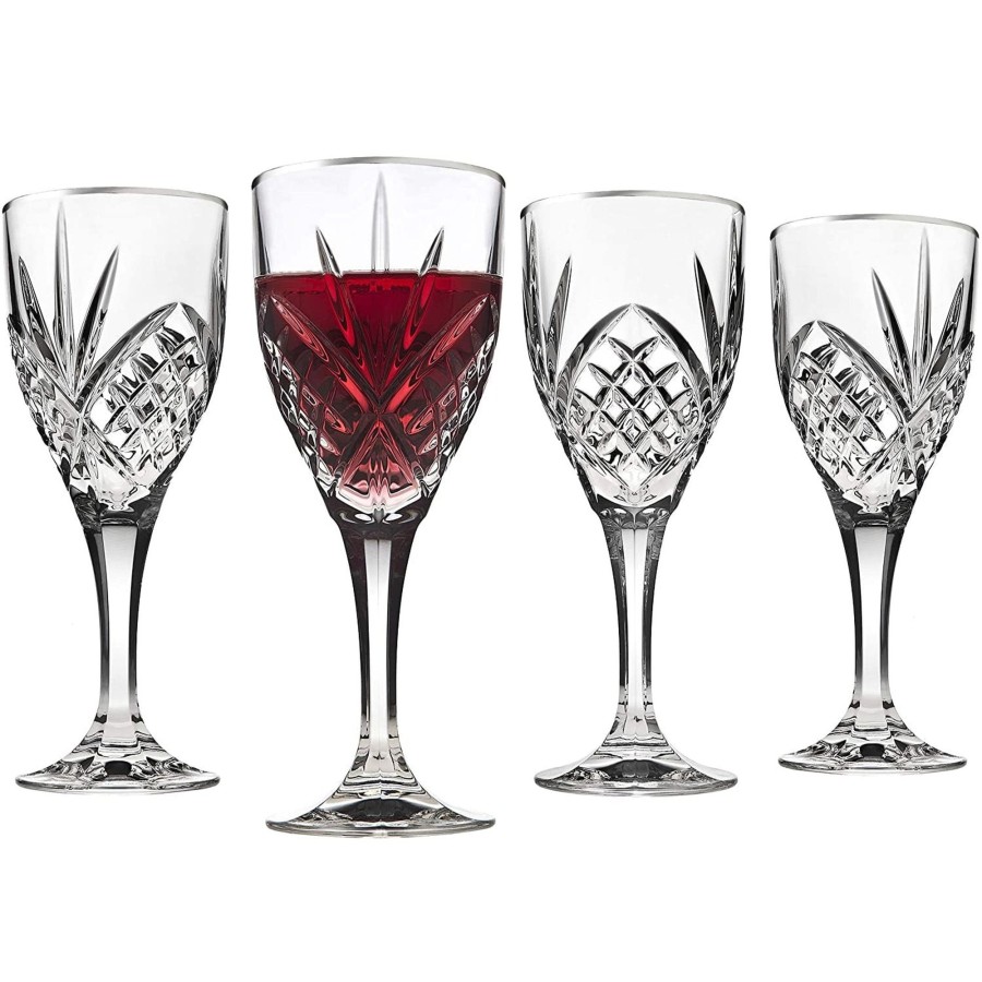 Glassware & Barware Godinger | Dublin Crystal Platinum Rim Goblet, Set Of 4