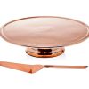 Kitchen Godinger | Hammered Copper Footed Cake Stand With Server