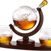 Glassware & Barware Godinger | Globe Decanter Set With 2 Etched Whiskey Glasses 850Ml