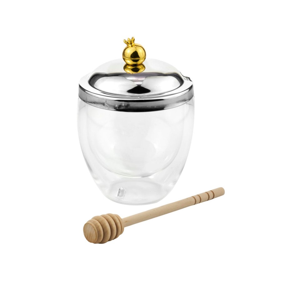 Kitchen Godinger | Pomegranate Double Walled Honey Jar With Honey Dipper