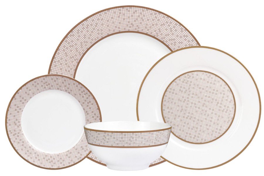 Dining Godinger | Mossaic Bone China 16 Piece Dinnerware Set, Service For 4