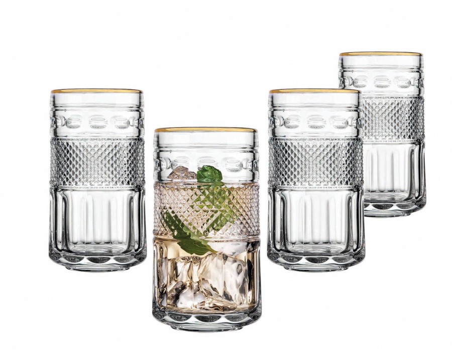 Glassware & Barware Godinger | Juniper Gold Rim Highball, Set Of 4