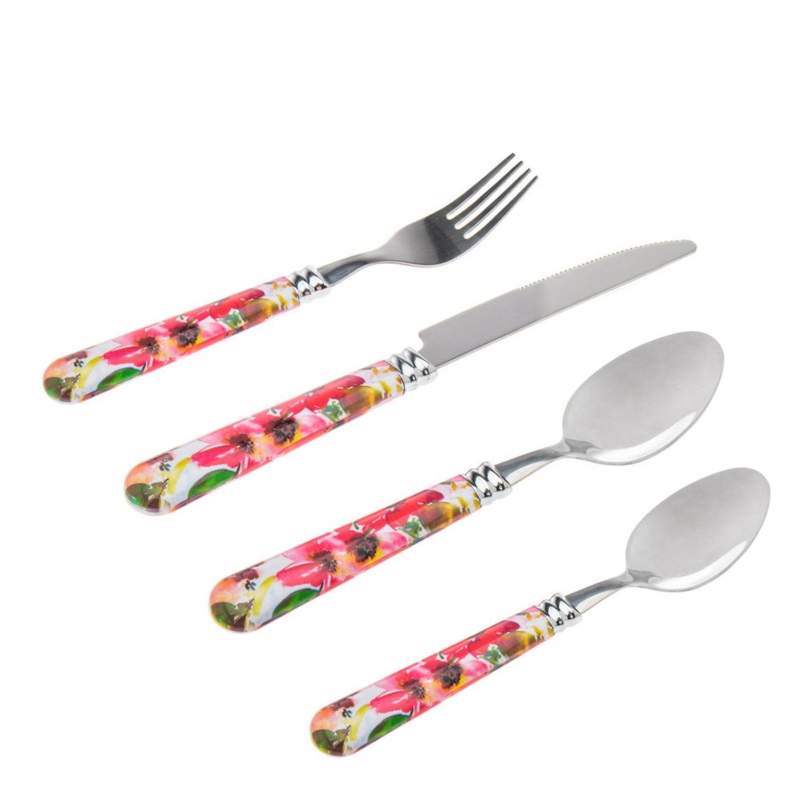 Flatware & Serveware Godinger | Claro Watercolor Pink Floral Acrylic Flatware 16 Piece Set, Service Fo