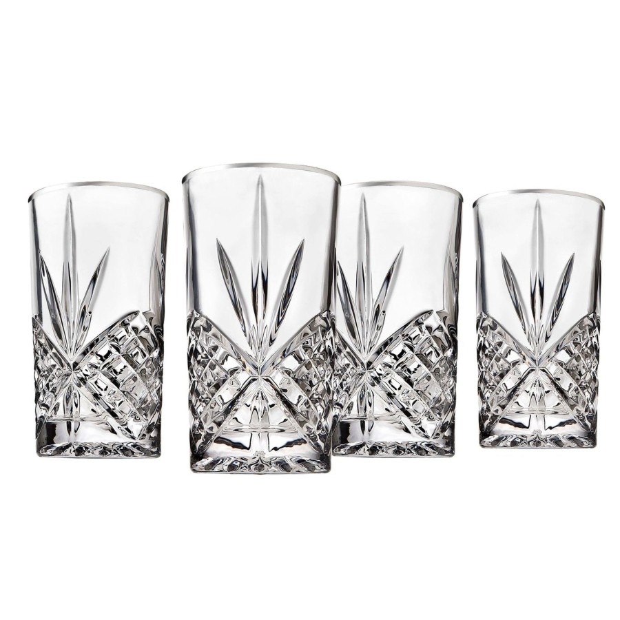 Glassware & Barware Godinger | Dublin Crystal Platinum Rim Highball, Set Of 4