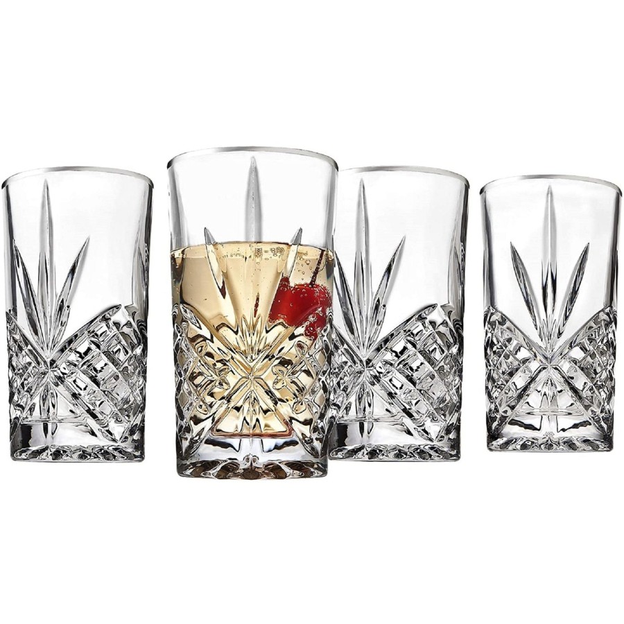 Glassware & Barware Godinger | Dublin Crystal Platinum Rim Highball, Set Of 4