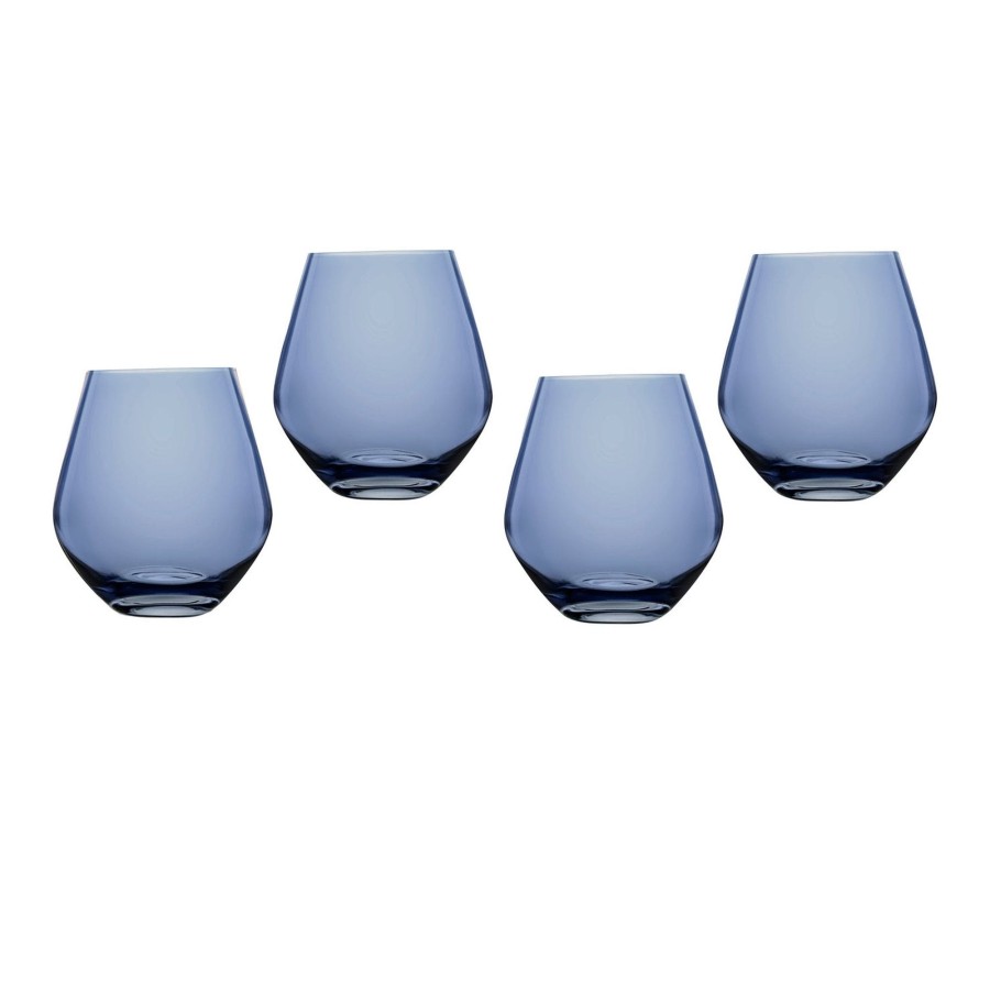 Glassware & Barware Godinger | Meridian Stemless Blue Wine Glass, Set Of 4