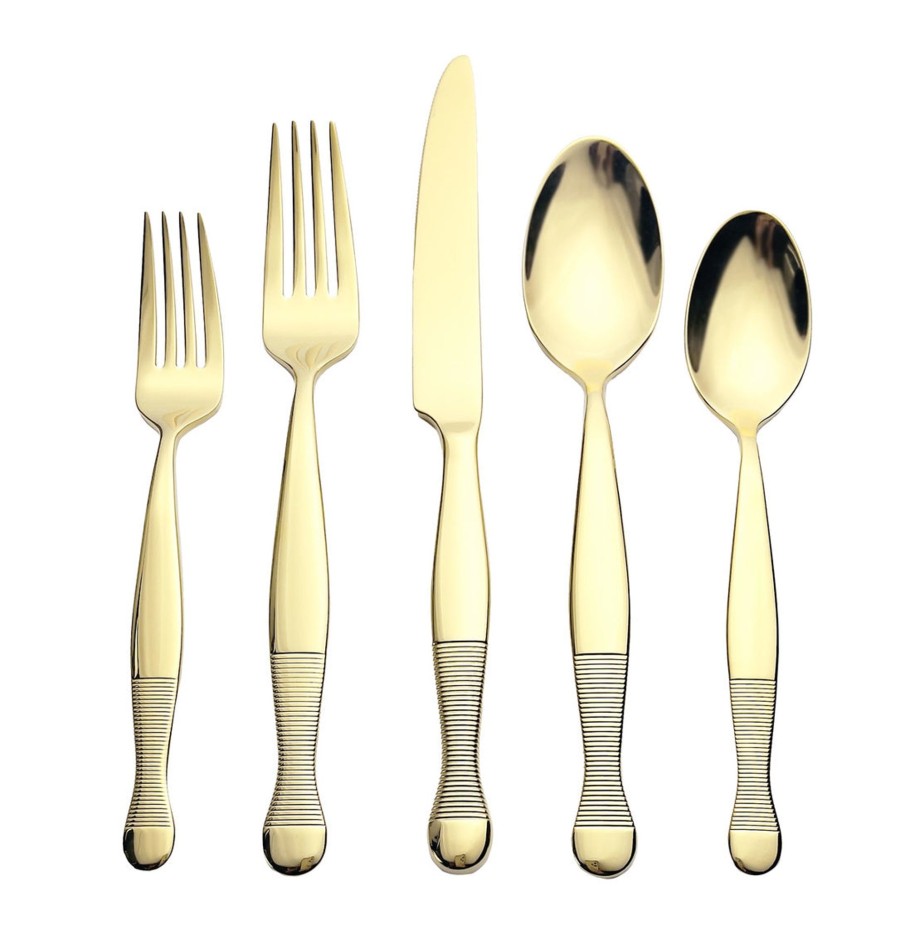 Flatware & Serveware Godinger | Corset Mirrored Champagne Gold 18/10 Stainless Steel 20 Piece Flatware