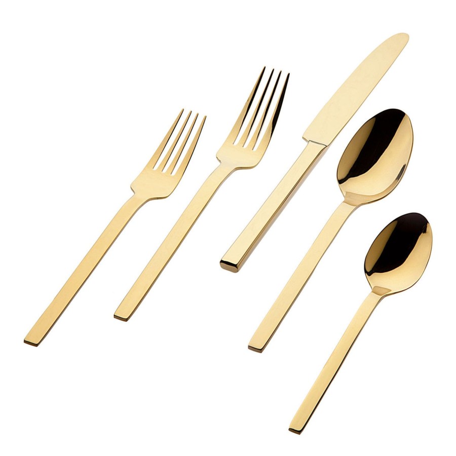 Flatware & Serveware Godinger | Atlas Mirrored Gold 18/0 Stainless Steel 20 Piece Flatware Set, Servic