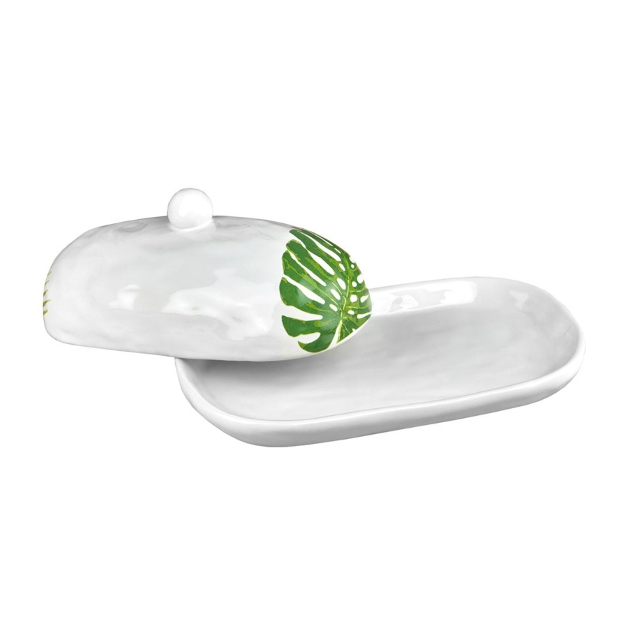 Kitchen Godinger | Monstera & Palm Leaf Butter Dish