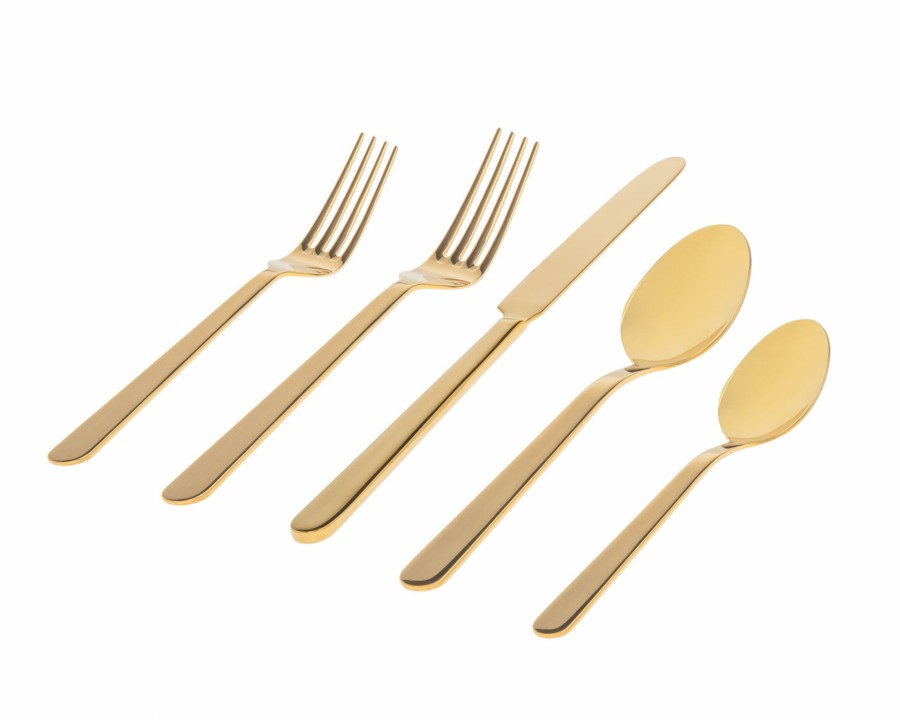 Flatware & Serveware Godinger | Lola Mirrored Gold 18/0 Stainless Steel 20 Piece Flatware Set, Service