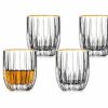 Glassware & Barware Godinger | Pleat Gold Rim Double Old Fashion Glass, Set Of 4