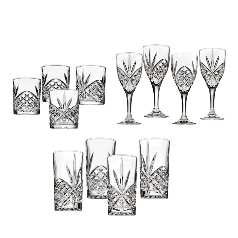 Glassware & Barware Godinger | Dublin Crystal 12 Piece Double Old Fashion, Goblet, & Highball Glasswa