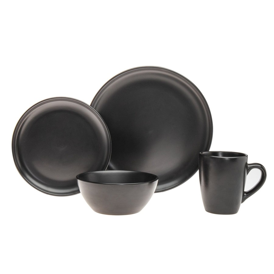 Dining Godinger | Noire Porcelain 16 Piece Dinnerware Set, Service For 4