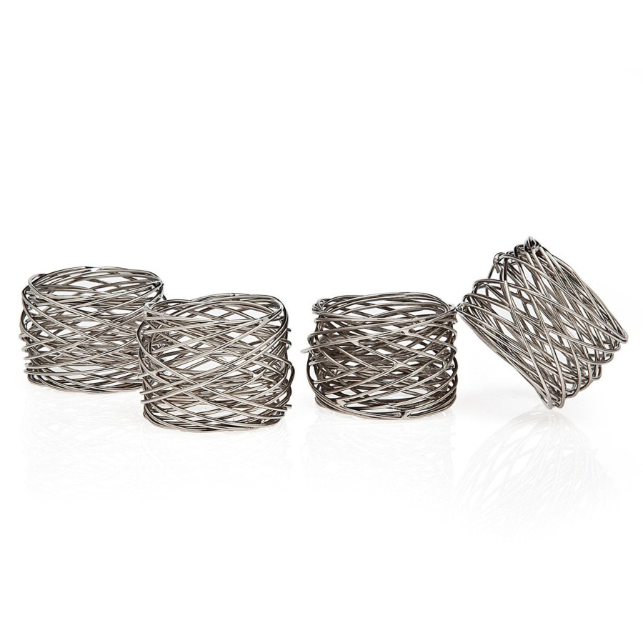 Dining Godinger | Round Mesh Napkin Ring Set