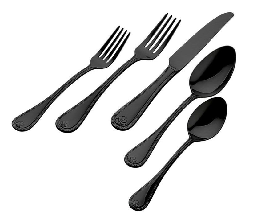 Flatware & Serveware Godinger | Bead Mirrored Black 18/0 Stainless Steel 20 Piece Flatware Set, Servic