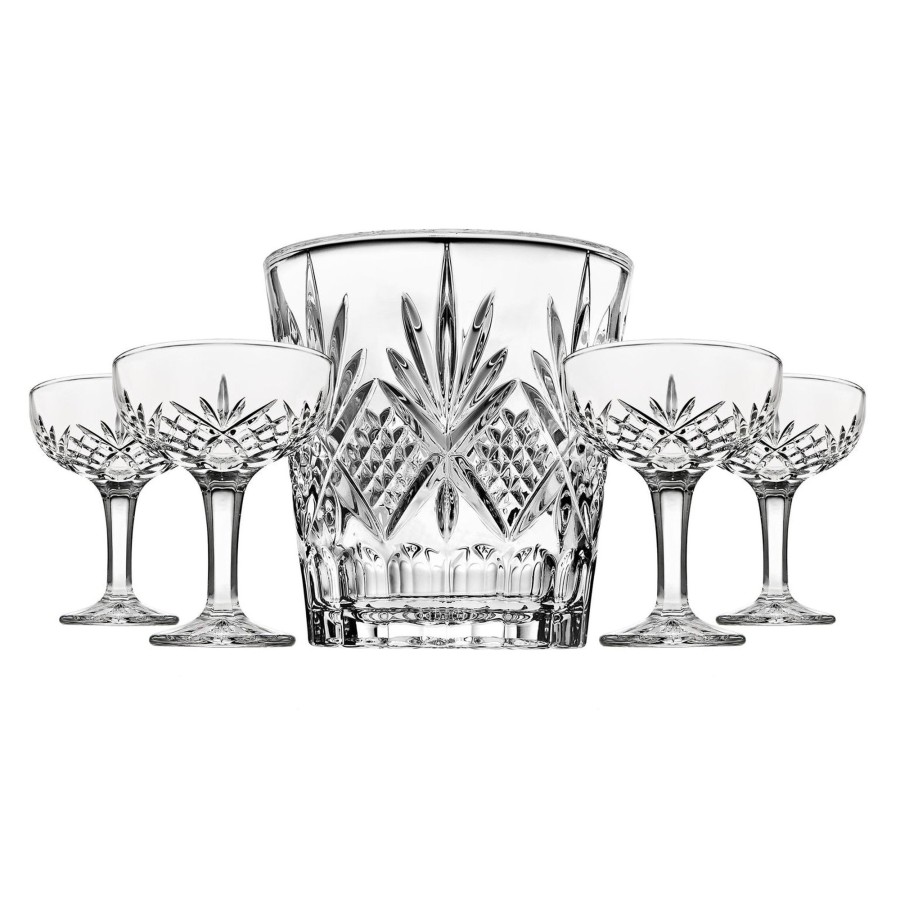 Glassware & Barware Godinger | Dublin Crystal 5 Piece Champagne Ice Bucket And Champagne Coup Set