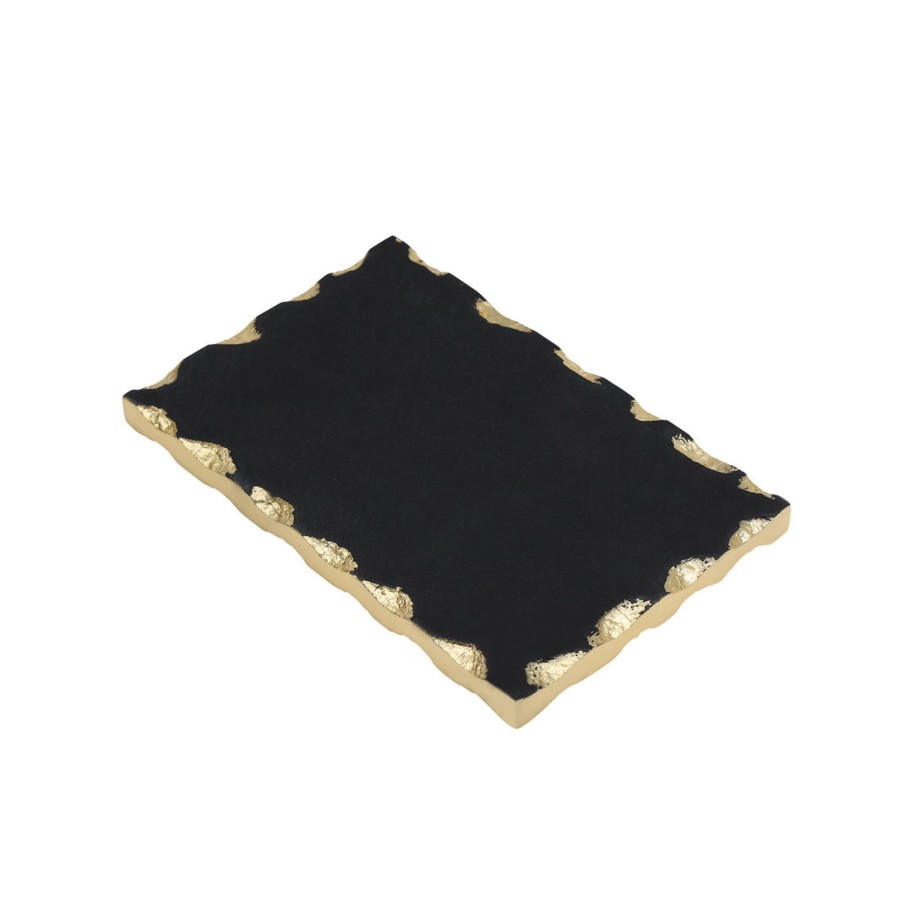 Kitchen Godinger | Lavi Black Marble Gold Organic Edge Small Rectangle Board