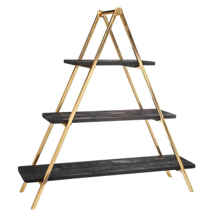 Kitchen Godinger | Ridgewood Black & Gold 3 Tiered Server