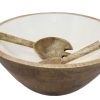 Kitchen Godinger | Wood & Enamel Salad Bowl With Servers