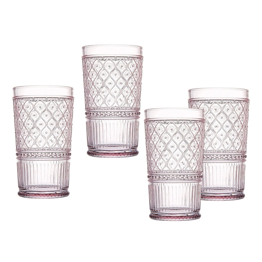 Glassware & Barware Godinger | Claro Pink Highball, Set Of 4