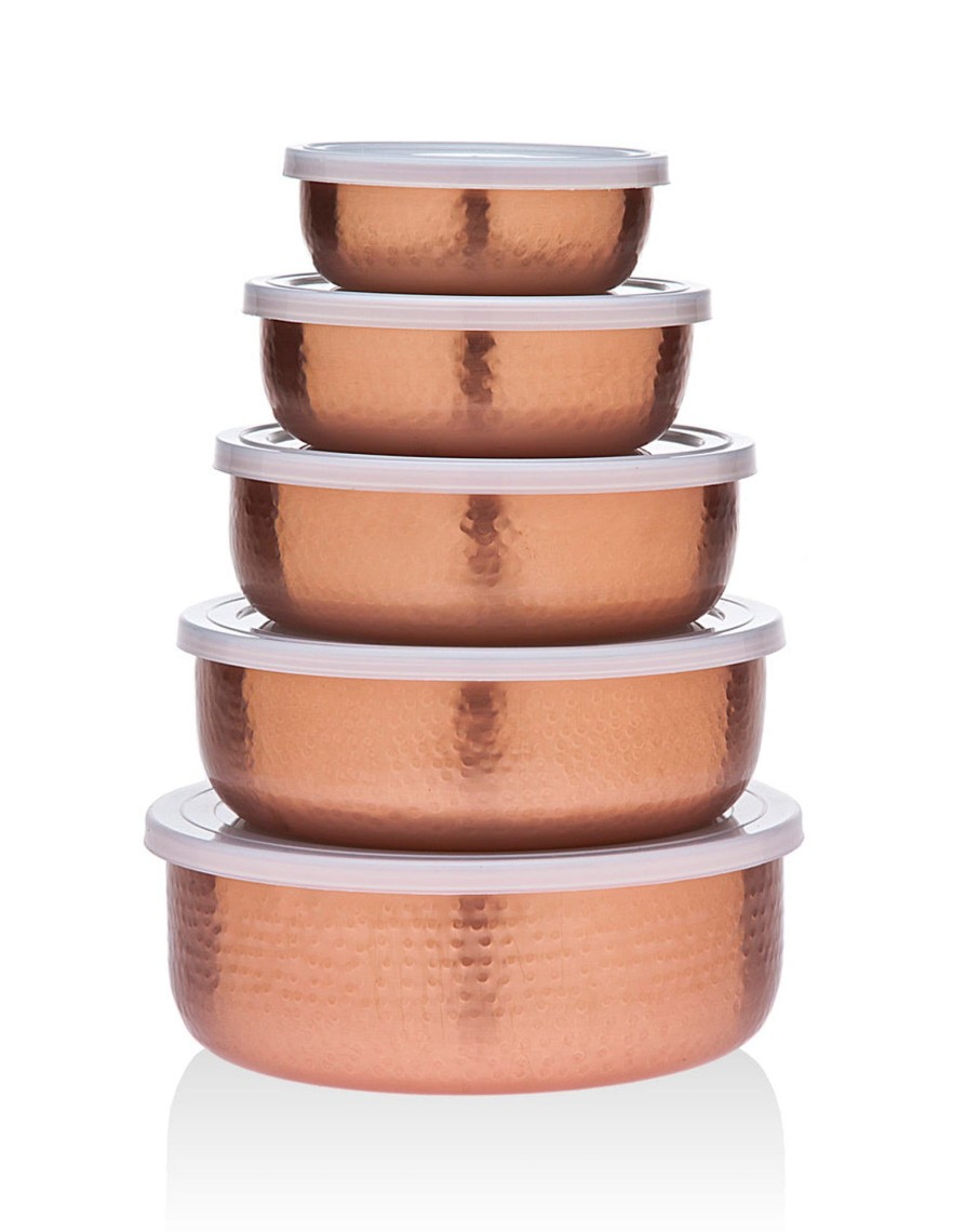 Kitchen Godinger | Hammered Copper 5 Piece Storage Bowl Set