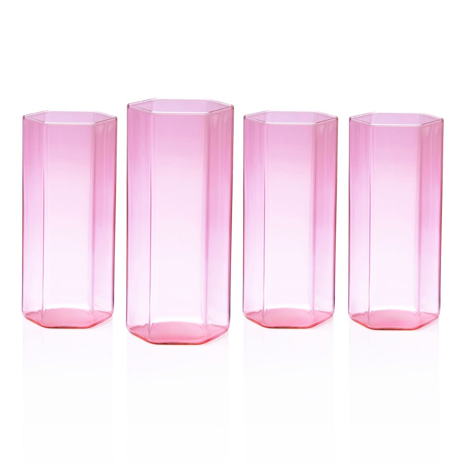 Glassware & Barware Godinger | Helix Pink Highball, Set Of 4