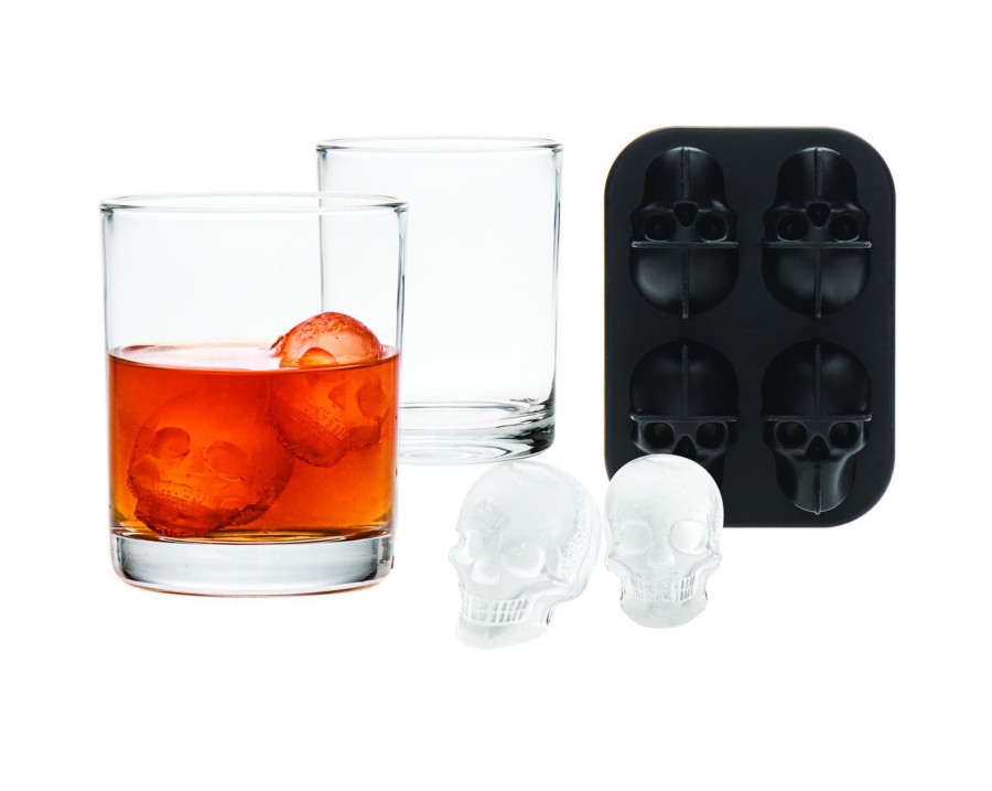 Glassware & Barware Godinger | Double Old Fashion 3 Piece Skull Ice Mold Set