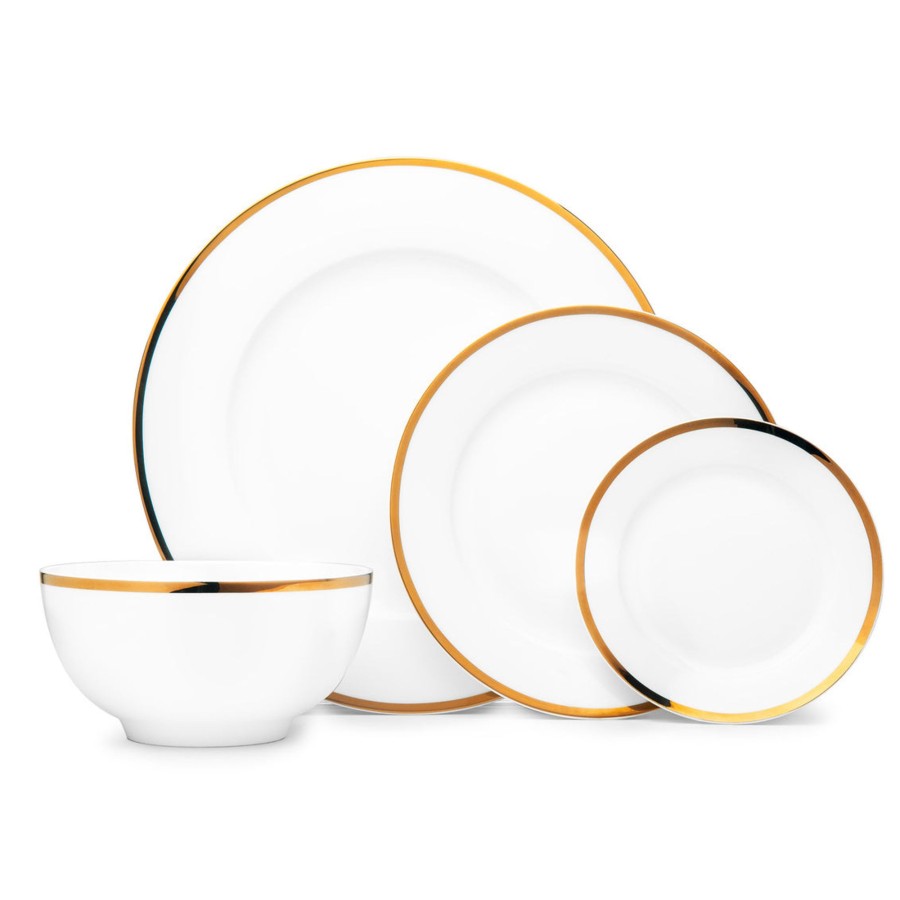 Dining Godinger | Nola Bone China Gold Rim 16 Piece Dinnerware Set, Service For 4