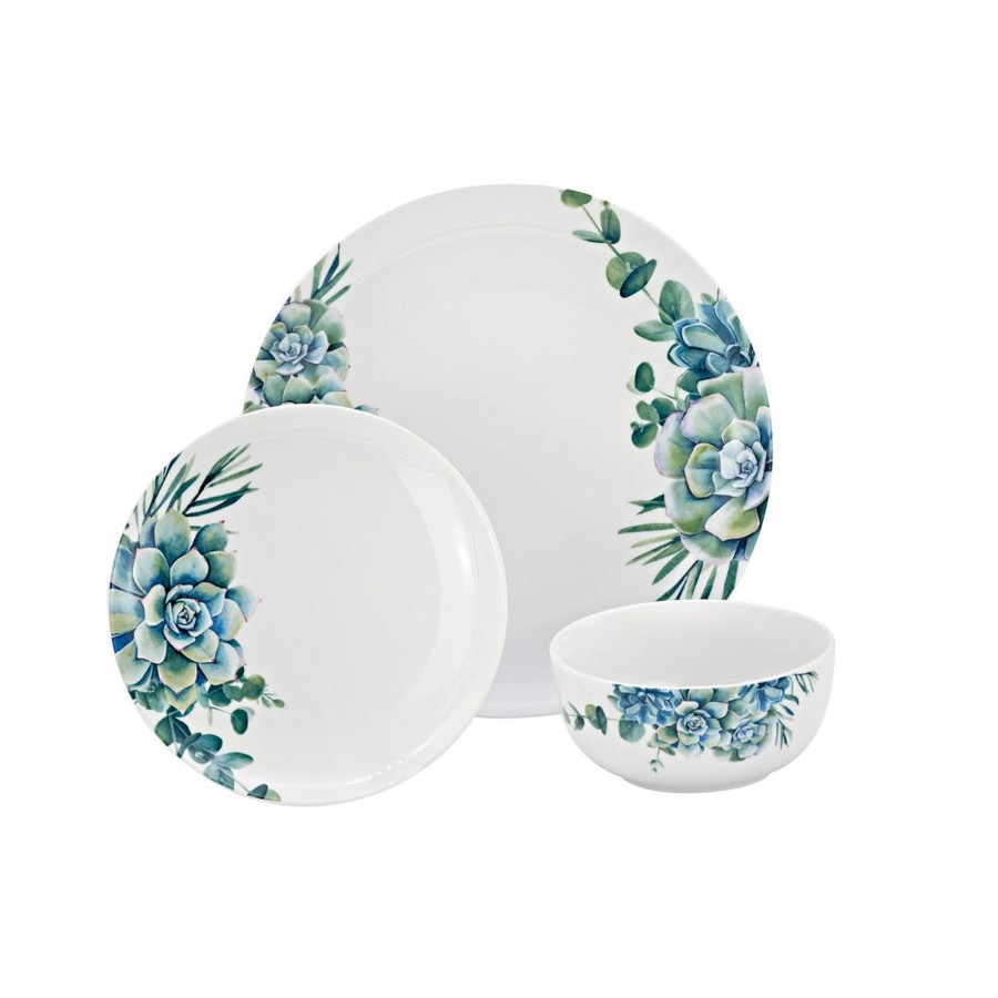 Dining Godinger | Succulant Porcelain 12 Piece Dinnerware Set, Service For 4