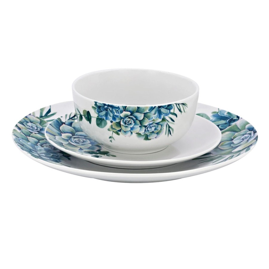 Dining Godinger | Succulant Porcelain 12 Piece Dinnerware Set, Service For 4