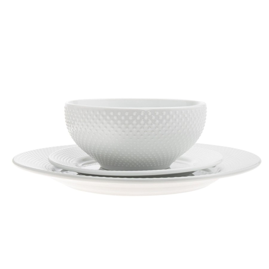 Dining Godinger | Pique Plain Porcelain 16 Piece Dinnerware Set, Service For 4