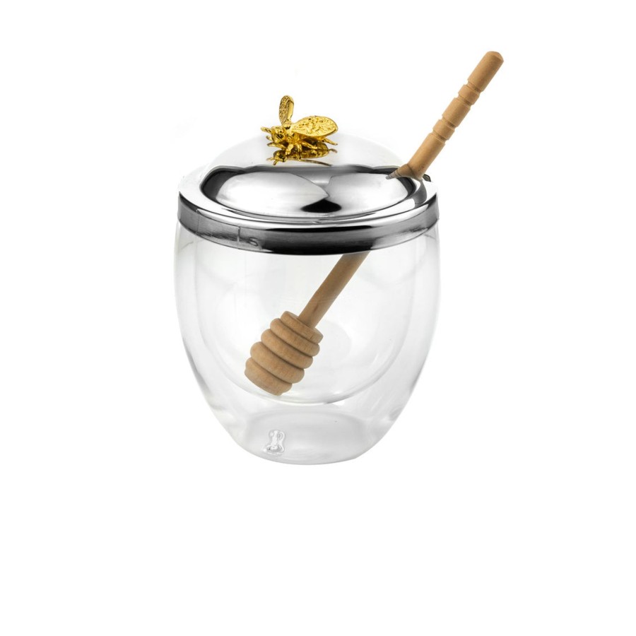 Kitchen Godinger | Bee Double Walled Honey Jar With Honey Dipper