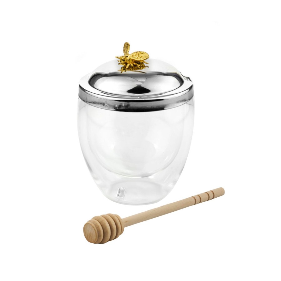 Kitchen Godinger | Bee Double Walled Honey Jar With Honey Dipper