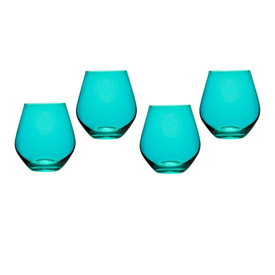 Glassware & Barware Godinger | Meridian Stemless Teal Wine Glass, Set Of 4