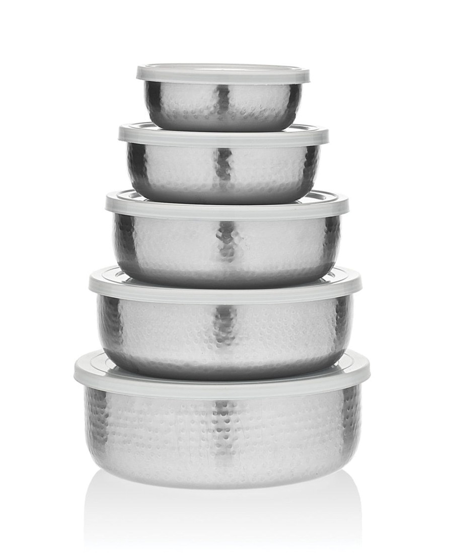 Kitchen Godinger | Hammered Stainless 5 Piece Storage Bowl Set