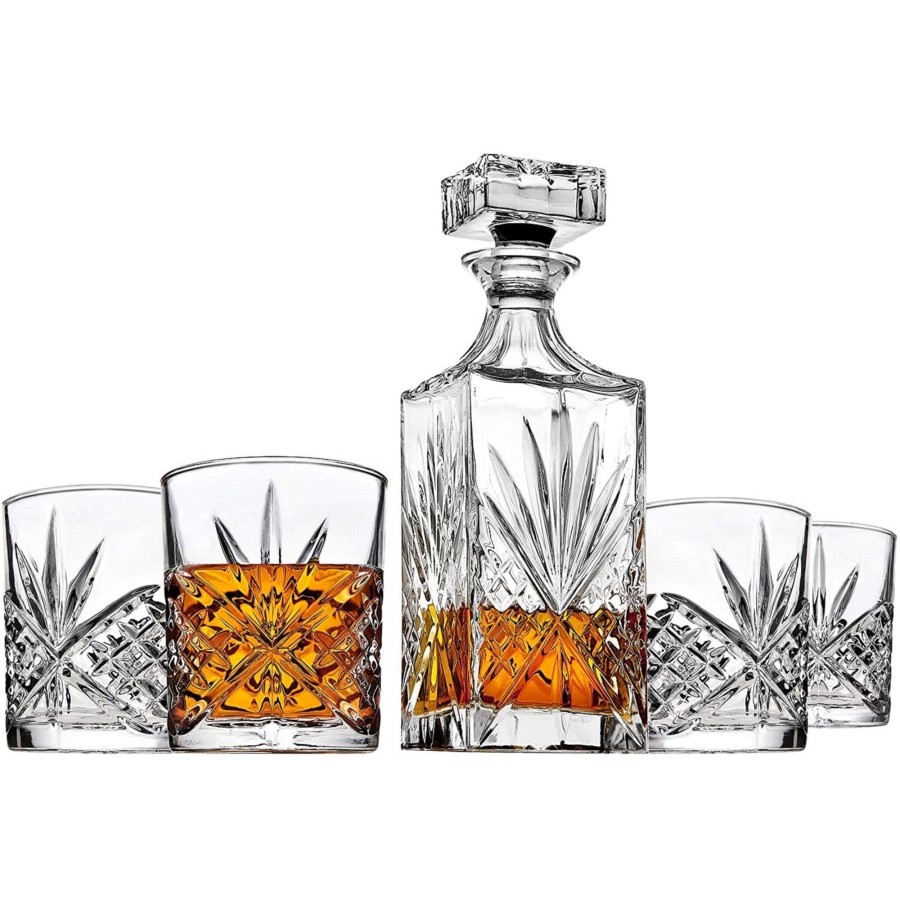 Glassware & Barware Godinger | Dublin Crystal 5 Piece Decanter Whiskey Set