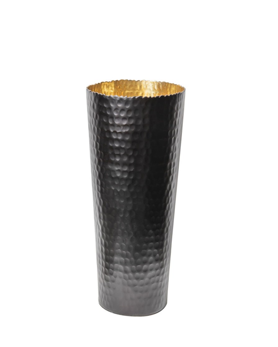 Decor Godinger | Munro Black And Gold Hammered Vase