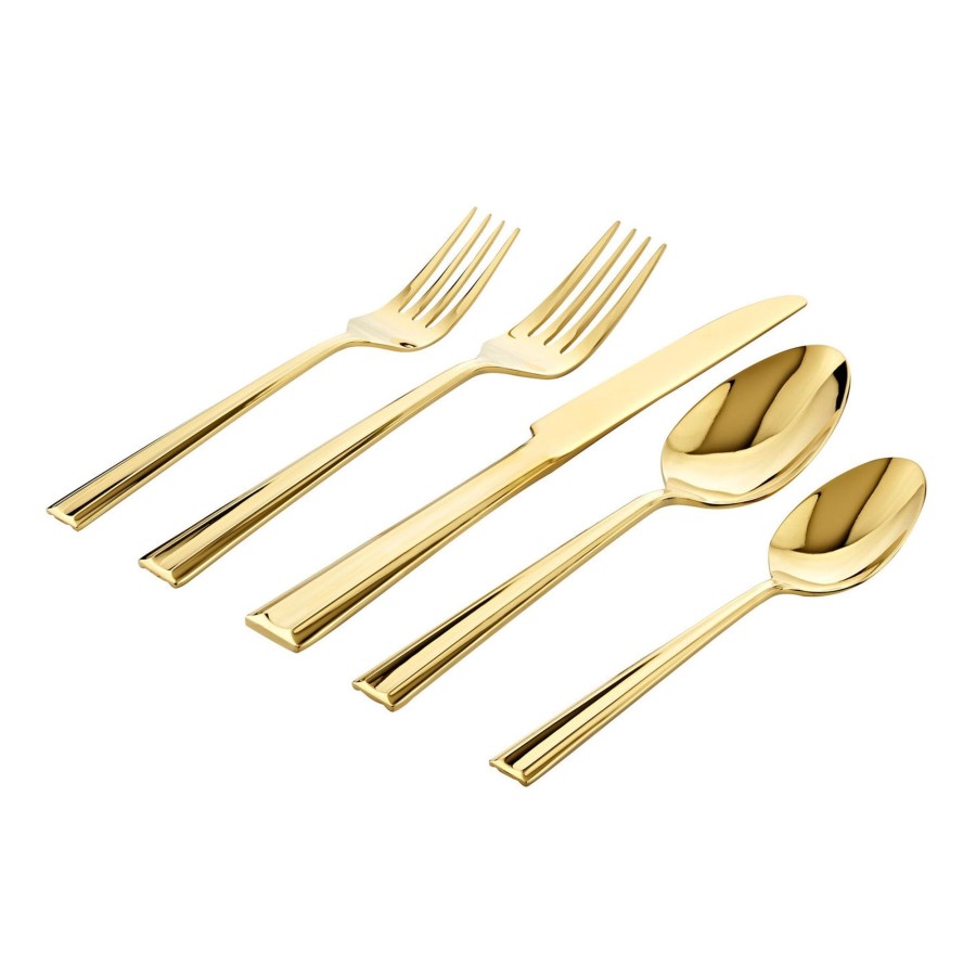 Flatware & Serveware Godinger | Plait Mirror Gold 18/0 Stainless Steel 20 Piece Flatware Set, Service