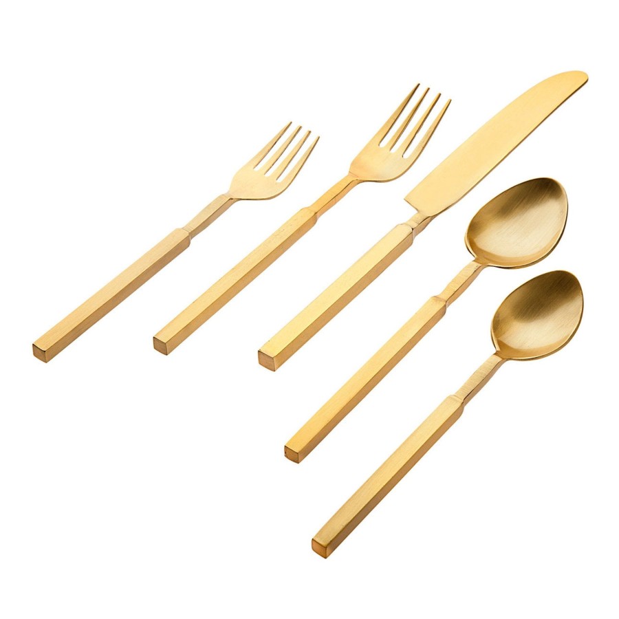 Flatware & Serveware Godinger | Cubit Matte Gold 18/10 Stainless Steel 20 Piece Flatware Set, Service