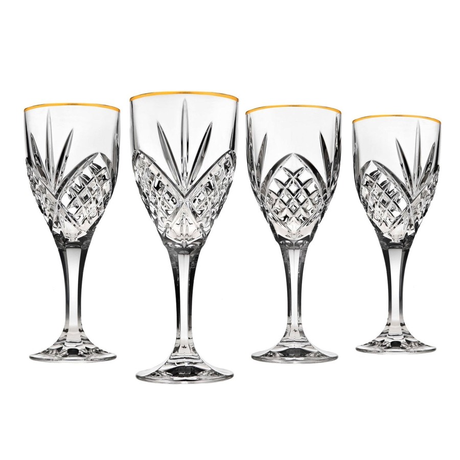 Glassware & Barware Godinger | Dublin Crystal Gold Rim Goblet, Set Of 4