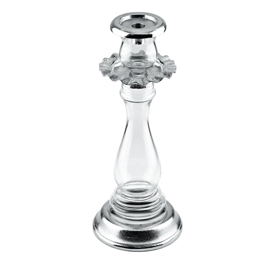 Decor Godinger | Ripple Silver Large Tapered Candleholder