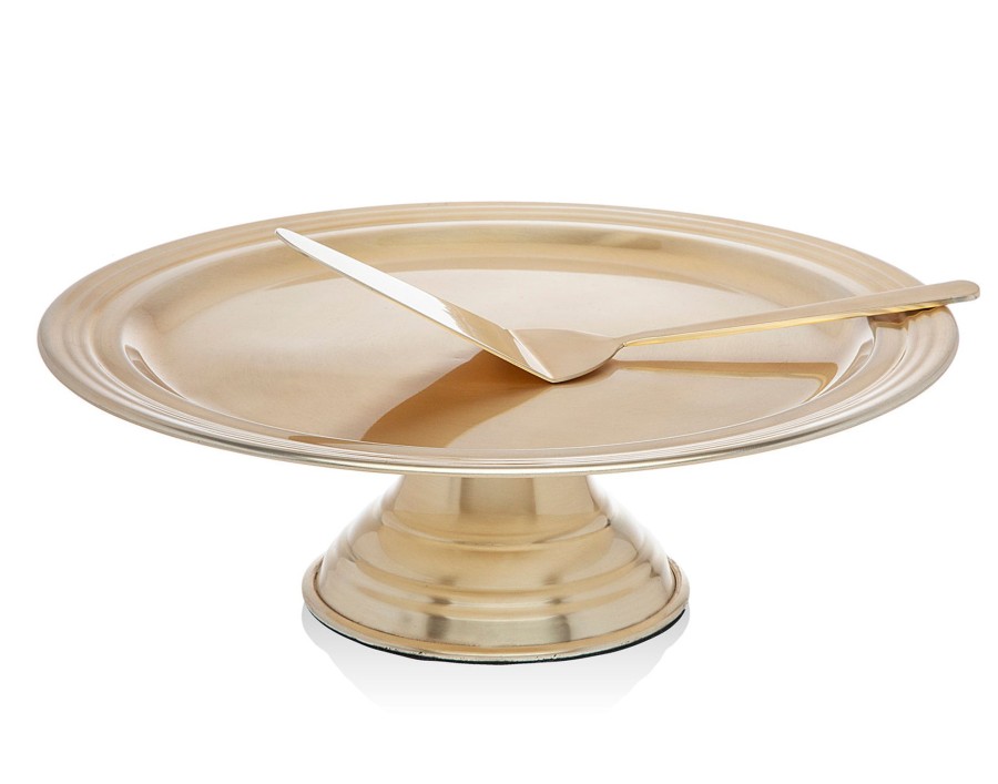 Kitchen Godinger | Revere Champagne Gold Footed Cake Stand With Server