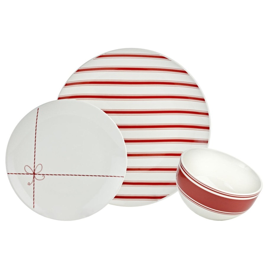 Dining Godinger | Holiday Present Porcelain 12 Piece Dinnerware Set, Service For 4