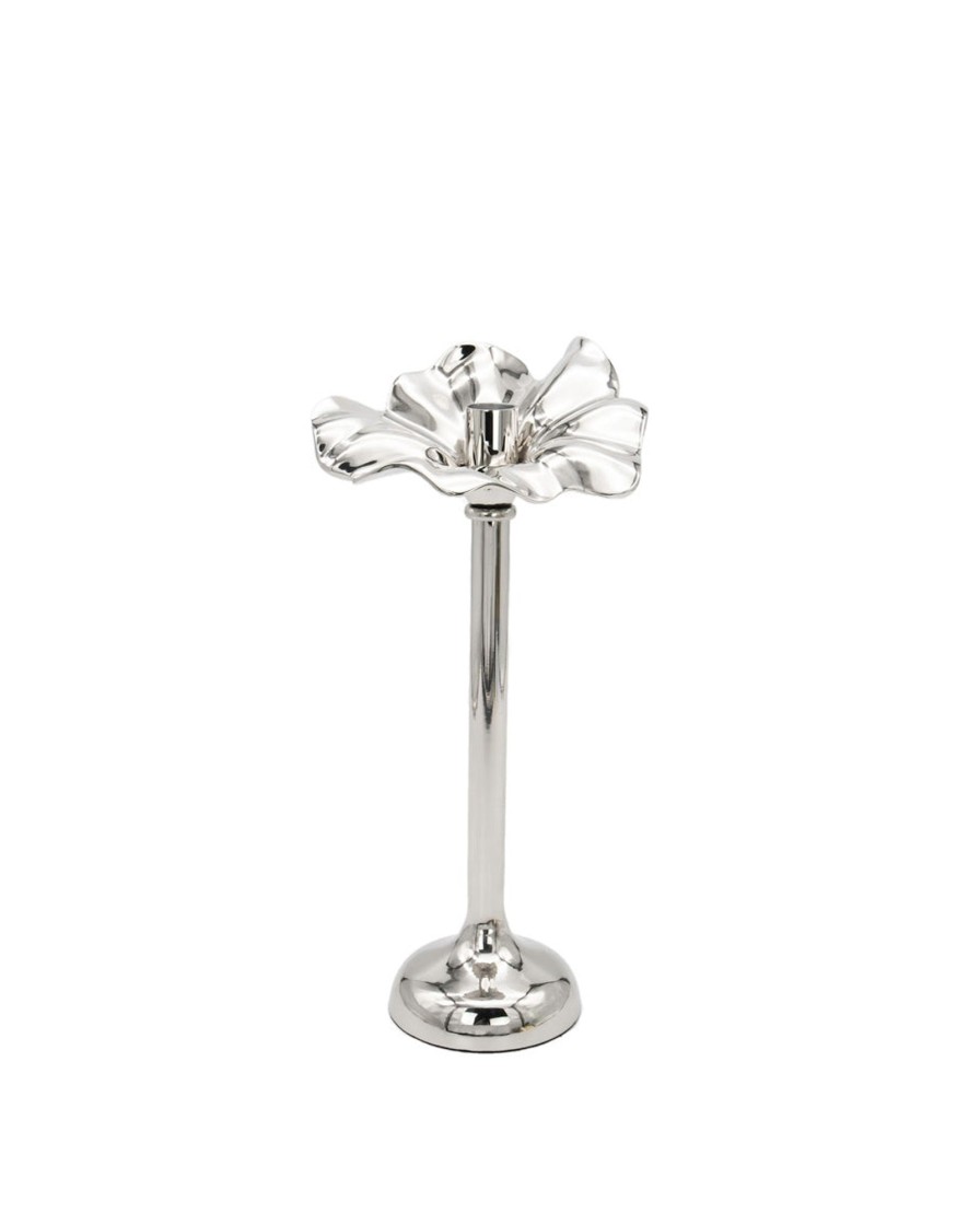 Decor Godinger | Blossom Platinum Tapered Candle Holder 13"