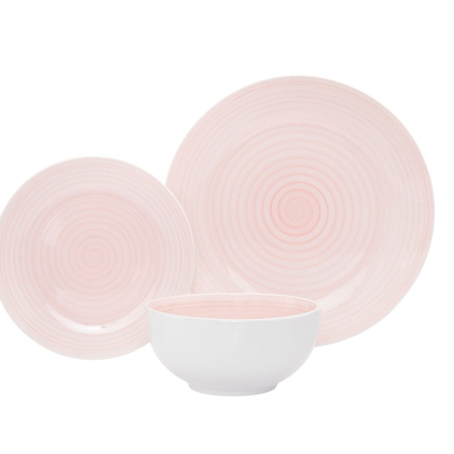 Dining Godinger | Spiral Pink Porcelain 12 Piece Dinnerware Set, Service For 4